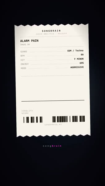 Song Receipt — a frame from a reel Songbrain rendered